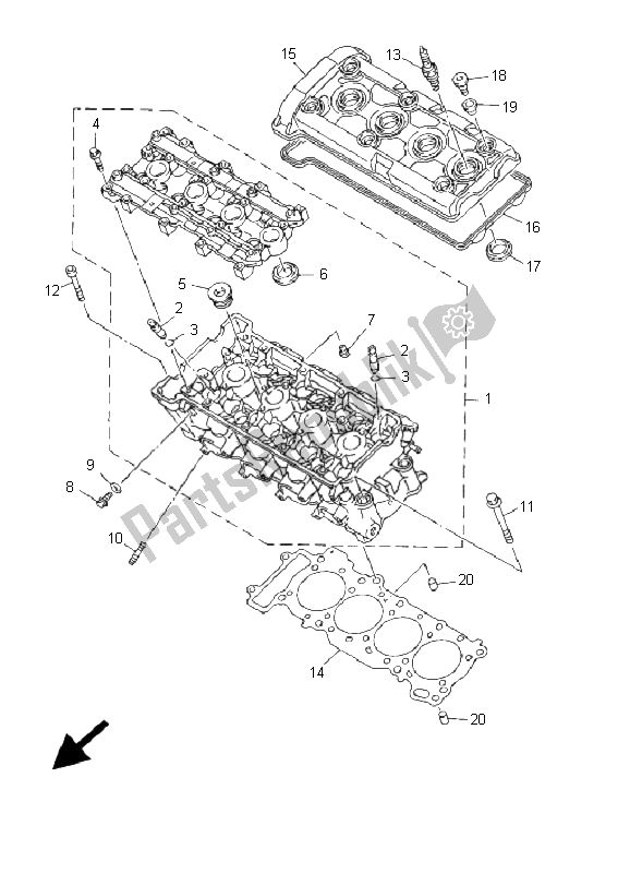 Tutte le parti per il Cilindro del Yamaha YZF R6 600 2001