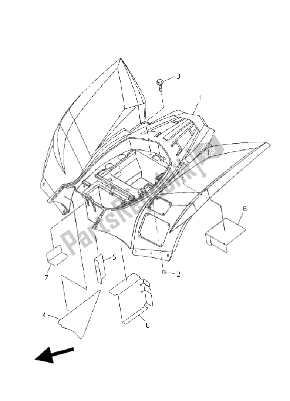 All parts for the Rear Fender of the Yamaha YFM 350X Wolverine 2X4 2008