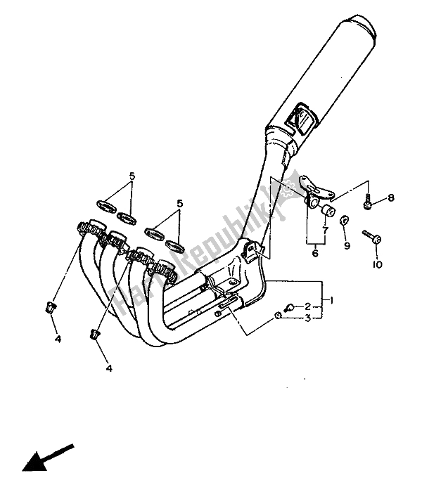 All parts for the Exhaust of the Yamaha FZ 750R 1988