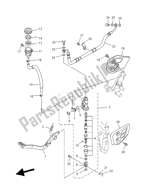 Wszystkie części do Tylny Cylinder G?ówny Yamaha XT 660R 2004