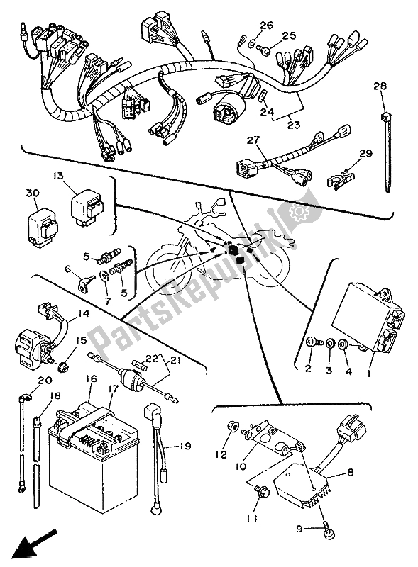 Tutte le parti per il Elettrico 1 del Yamaha XV 250 Virago 1994