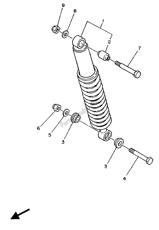 All parts for the Rear Suspension of the Yamaha DT 125R 1988