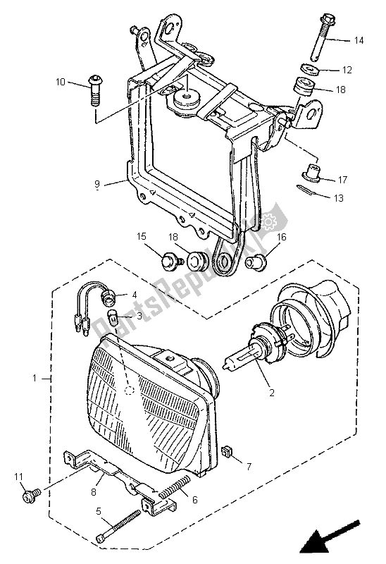 Tutte le parti per il Faro del Yamaha XT 600E 1998