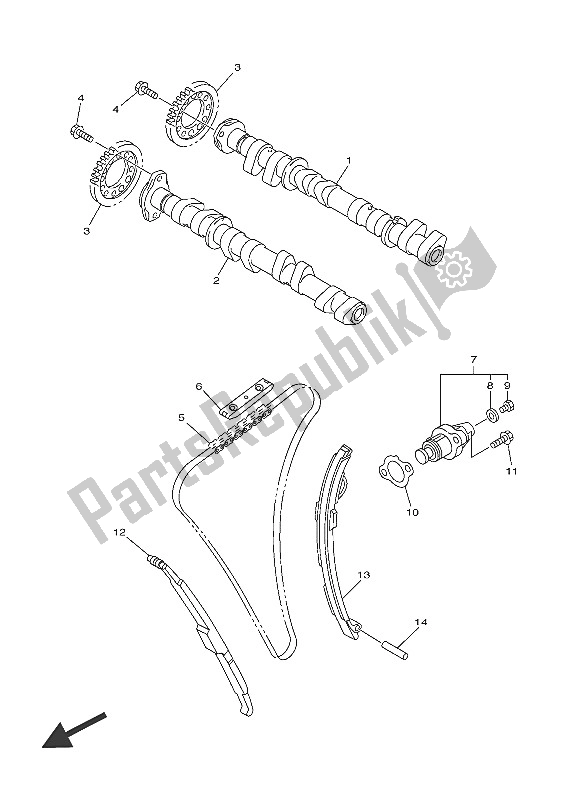 Tutte le parti per il Albero A Camme E Catena del Yamaha FJR 1300 PA 2016