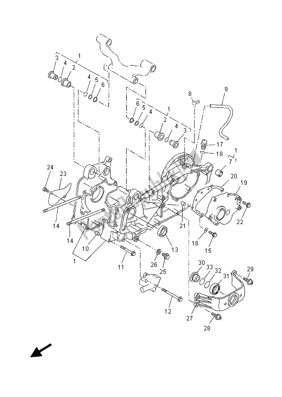 All parts for the Crankcase of the Yamaha YP 250R 2013