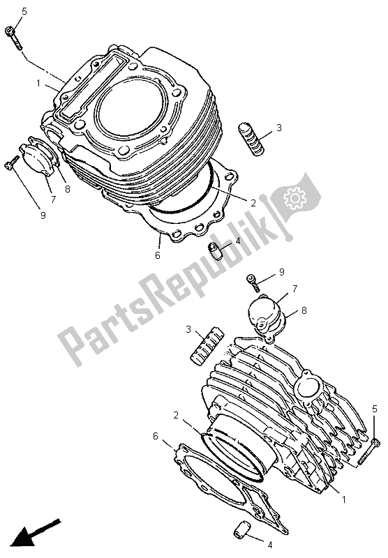 Tutte le parti per il Cilindro del Yamaha XV 1100 Virago 1997