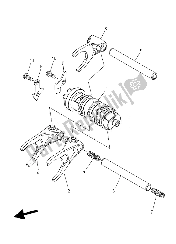 All parts for the Shift Cam & Fork of the Yamaha XT 1200Z 2010