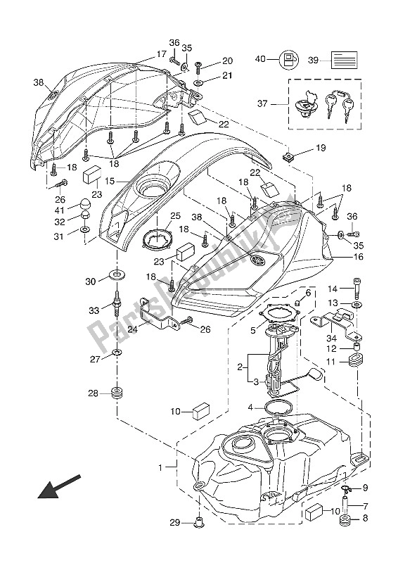 Todas as partes de Tanque De Combustível do Yamaha YZF R 125A 2016