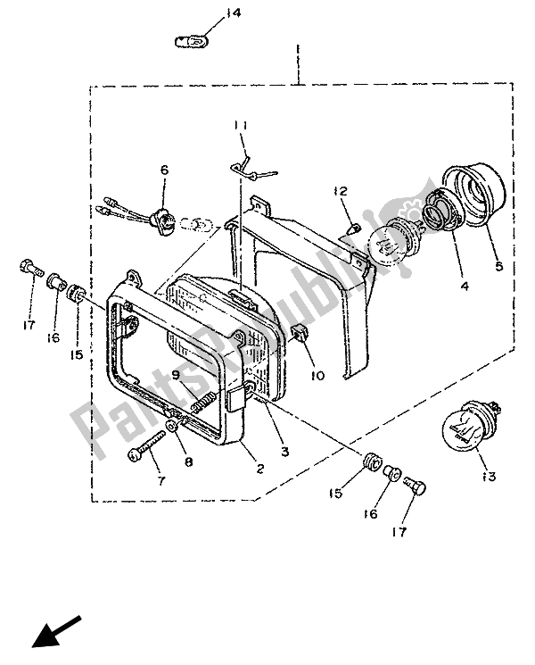 All parts for the Headlight of the Yamaha DT 125R 1993