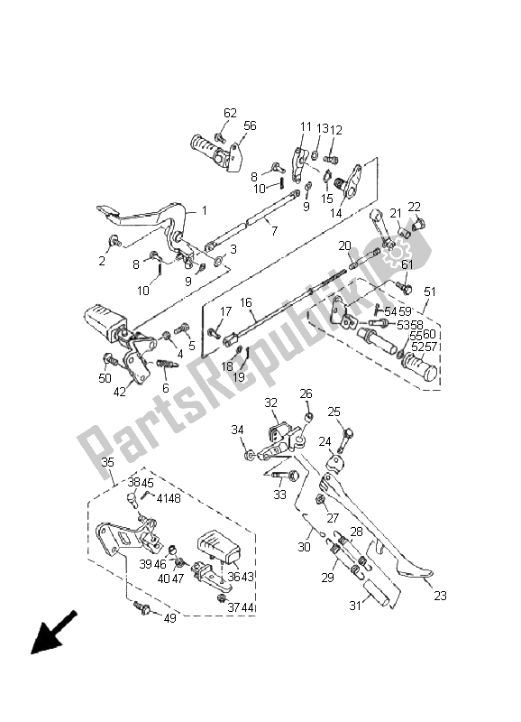 Todas las partes para Soporte Y Reposapiés de Yamaha XVS 650 Dragstar 2001