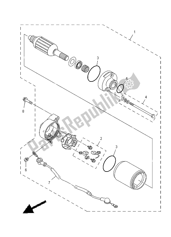 All parts for the Starting Motor of the Yamaha TT R 125E SW LW 2012