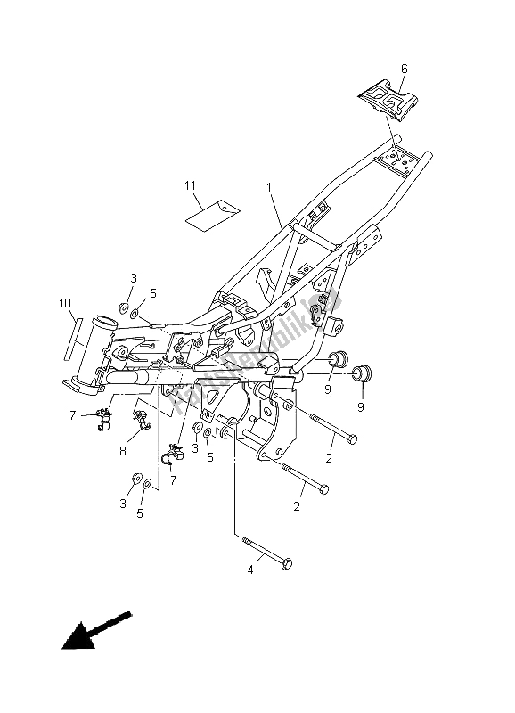 Alle onderdelen voor de Kader van de Yamaha TT R 110E 2012