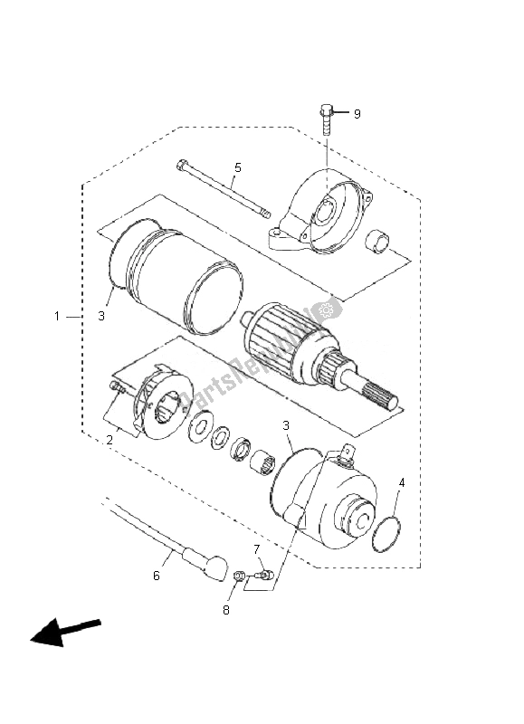 All parts for the Starting Motor of the Yamaha FJR 1300A 2007