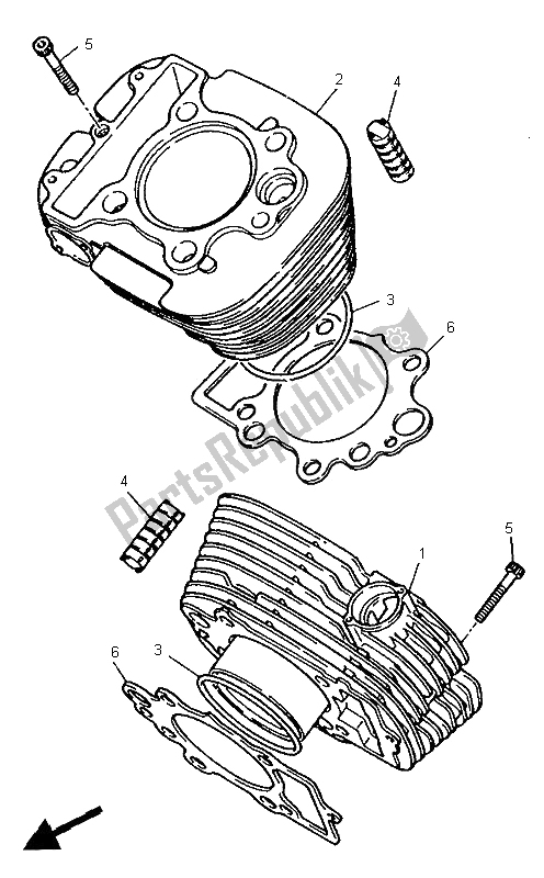 All parts for the Cylinder of the Yamaha XV 535 S Virago 1995