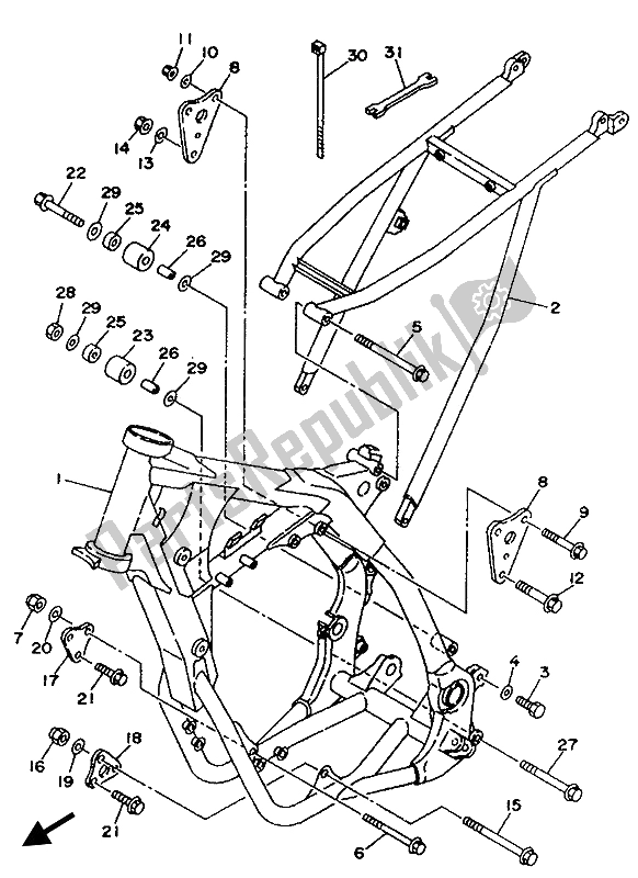 Toutes les pièces pour le Cadre du Yamaha YZ 250 LC 1993