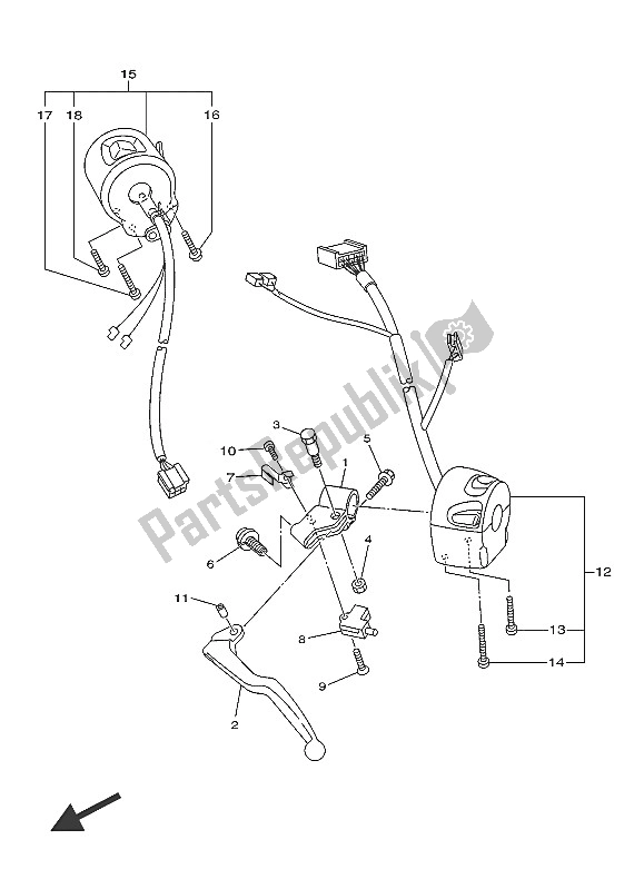 All parts for the Handle Switch & Lever of the Yamaha XJ6 SA 600 2016