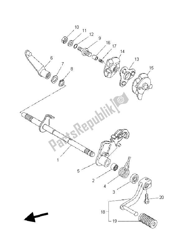 Todas las partes para Eje De Cambio de Yamaha TT R 50E 2008