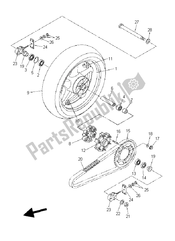 Tutte le parti per il Ruota Posteriore del Yamaha FZ6 S 600 2006