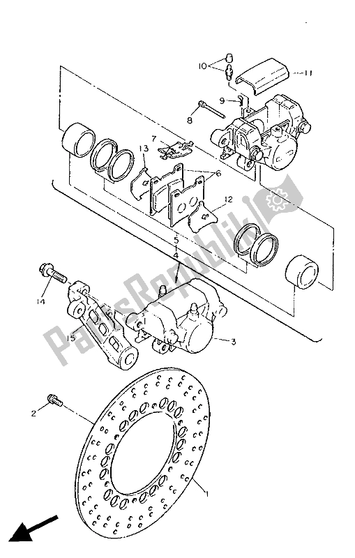 Tutte le parti per il Pinza Freno Posteriore del Yamaha FZ 750 Genesis 1988