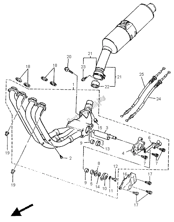 Toutes les pièces pour le échappement du Yamaha YZF 750 SP 1995