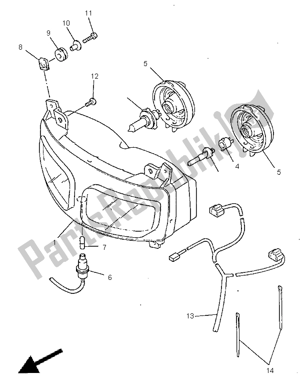 Todas as partes de Farol do Yamaha FZS 600 1998