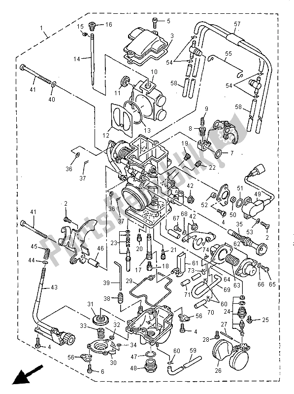 All parts for the Carburetor of the Yamaha WR 400F 1998