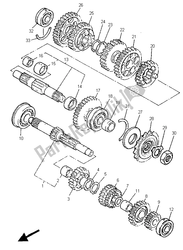 Todas las partes para Transmisión de Yamaha YZF 750R 1995