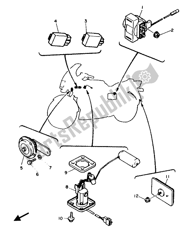 Toutes les pièces pour le électrique 1 du Yamaha FJ 1200 1988