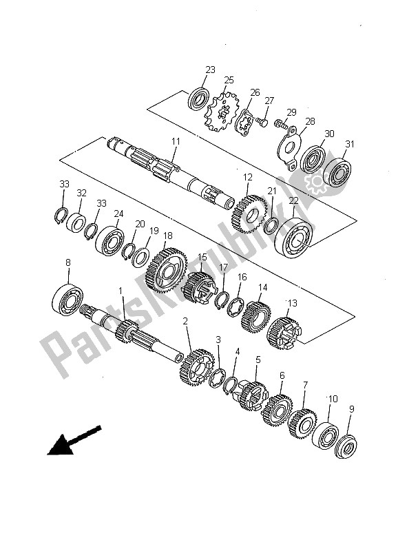 All parts for the Transmission of the Yamaha TW 125 2000