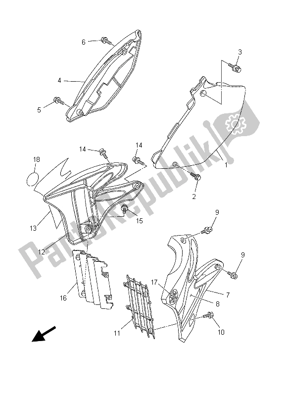 All parts for the Side Cover of the Yamaha YZ 250 2003