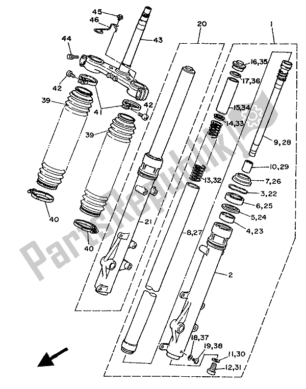 Toutes les pièces pour le Fourche Avant du Yamaha XTZ 750 Supertenere 1994