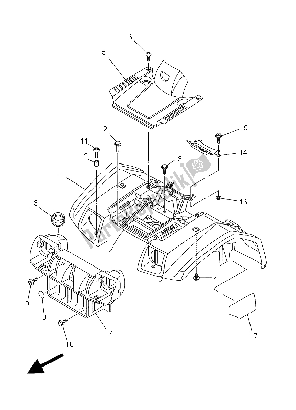 All parts for the Front Fender of the Yamaha YFM 400 FA Kodiak Automatic 2002