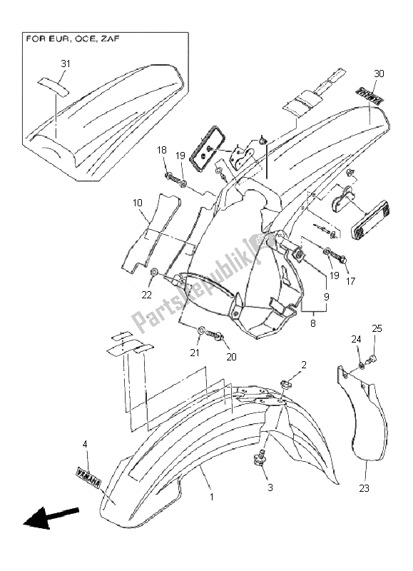Tutte le parti per il Parafango del Yamaha WR 450F 2010