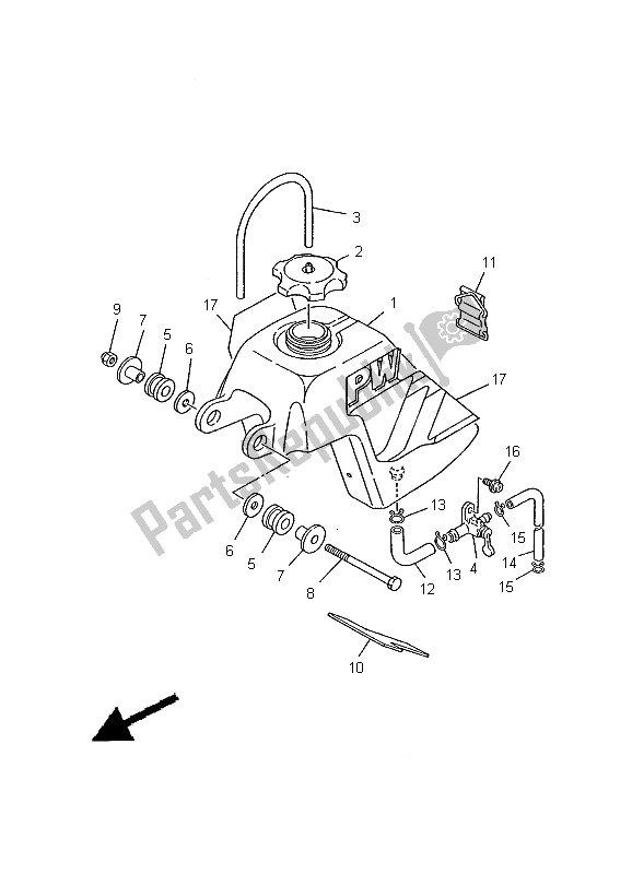 All parts for the Fuel Tank of the Yamaha PW 50 2000