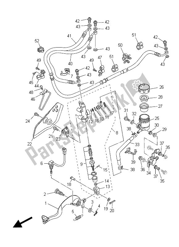 All parts for the Rear Master Cylinder of the Yamaha XT 1200 ZE 2015