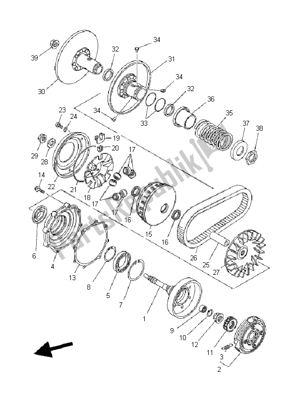 All parts for the Clutch of the Yamaha YFM 350F Grizzly 4X4 IRS 2010