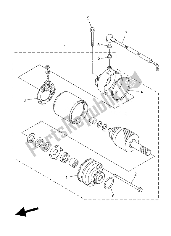 All parts for the Starting Motor of the Yamaha YZF R6 600 2007