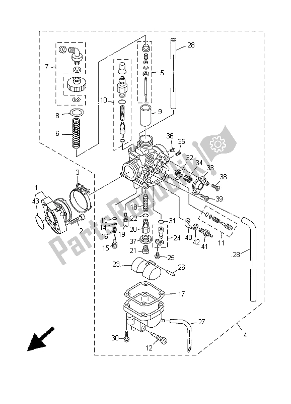 Todas as partes de Carburador do Yamaha XT 125R 2005