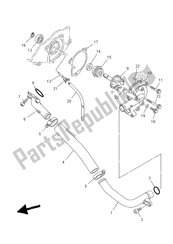 All parts for the Water Pump of the Yamaha YFM 550 Fwad Dpbse Grizzly 4X4 2014