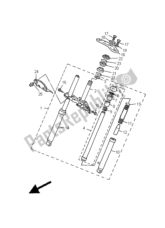 All parts for the Front Fork of the Yamaha PW 50 2000