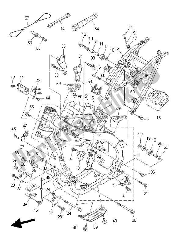 All parts for the Frame of the Yamaha YZ 450F 2011