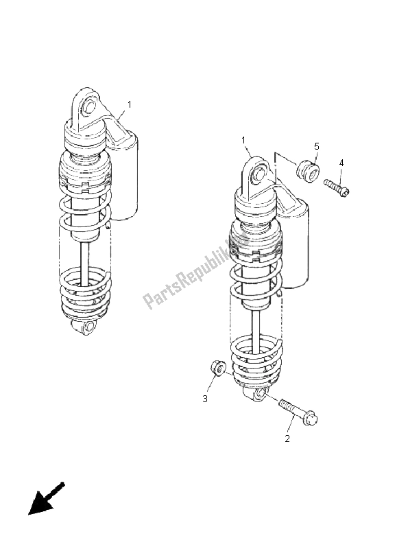 All parts for the Rear Suspension of the Yamaha XJR 1300 2005