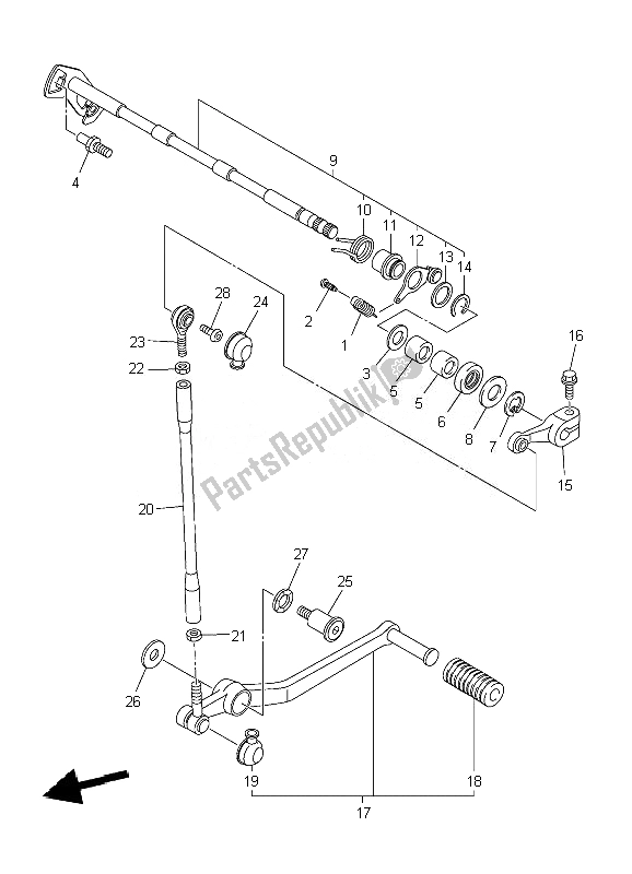 All parts for the Shift Shaft of the Yamaha YZF R1 1000 2010