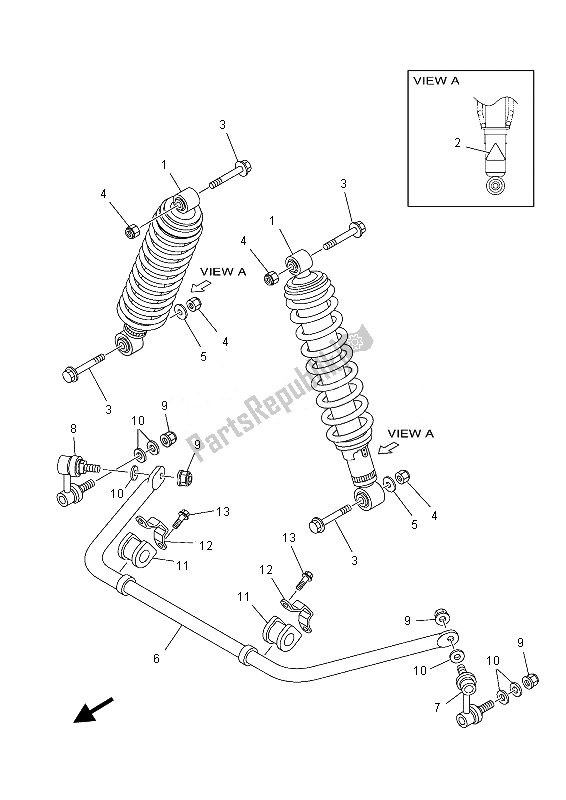 All parts for the Rear Suspension of the Yamaha YFM 550 Fgpled Grizzly 4X4 Yamaha Black 2013