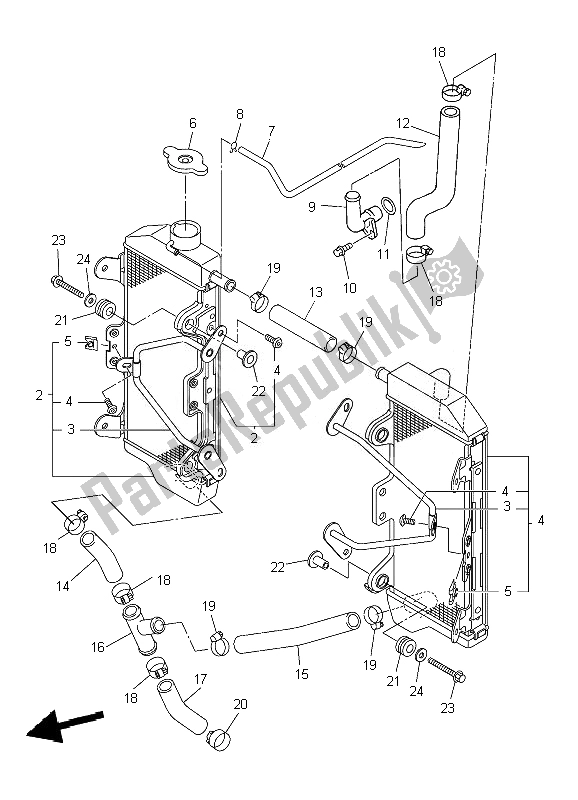 Alle onderdelen voor de Radiator Slang van de Yamaha WR 250F 2007