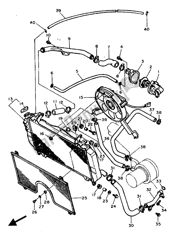 Toutes les pièces pour le Tuyau De Radiateur du Yamaha FZ 750R 1989