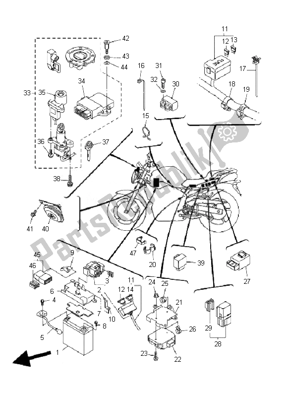 Alle onderdelen voor de Elektrisch 2 van de Yamaha FZ6 NA 600 2007