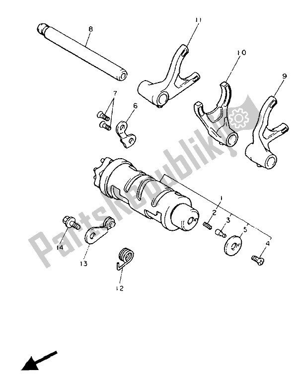 All parts for the Shift Cam & Fork of the Yamaha FJ 1200A 1991