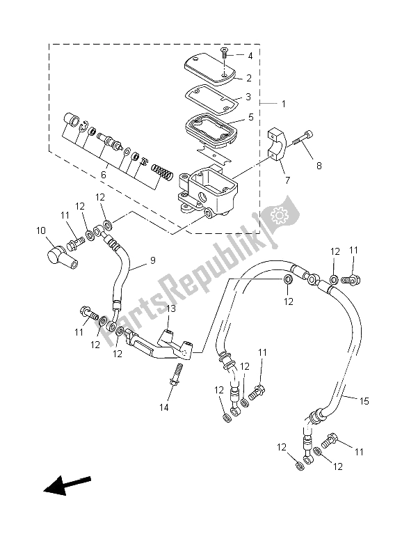 All parts for the Front Master Cylinder of the Yamaha XVS 1100A Dragstar Classic 2006