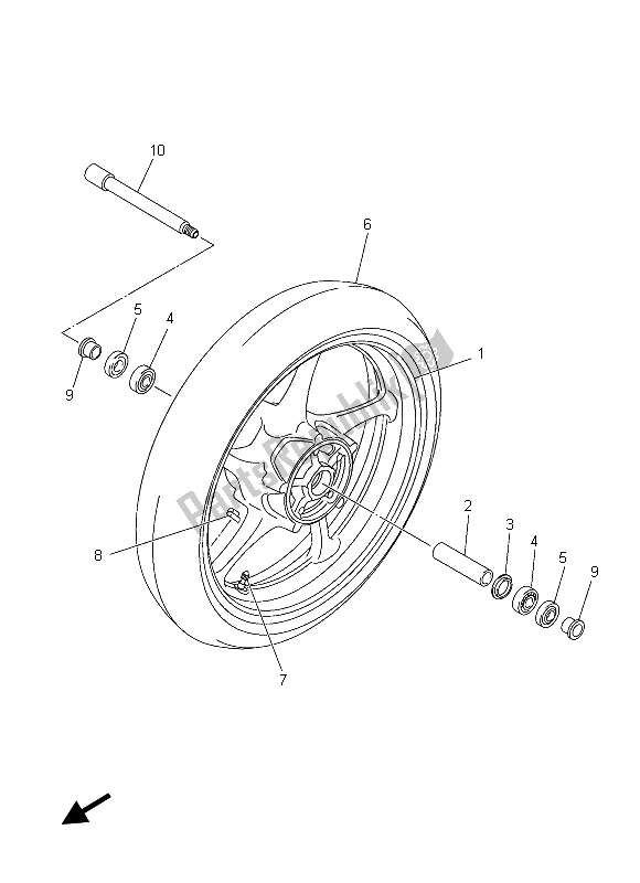 All parts for the Front Wheel of the Yamaha FZ8 S 800 2013